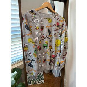 Juniors Looney Tunes Characters Gray Sweatshirt Bugs Bunny Taz Daffy Duck M